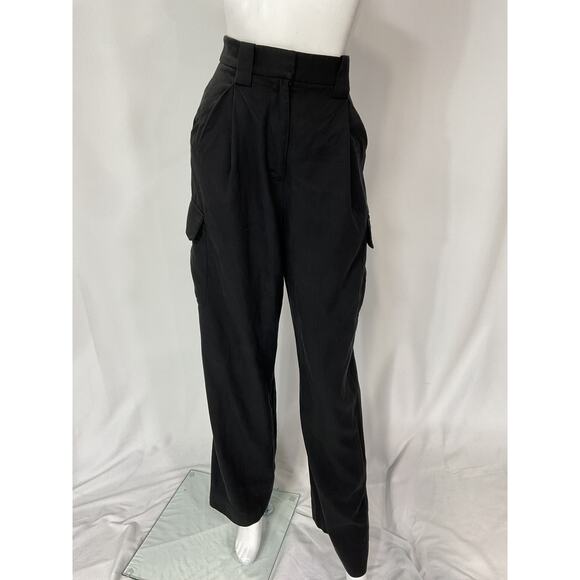 Shona Joy 'Sara' Black Crepe Utility Relaxed Pant Size 4 - Picture 2 of 5